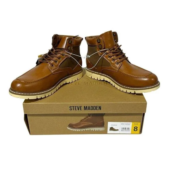 Steve Madden Men's Bleeker Boot Color Cognac Size 8
