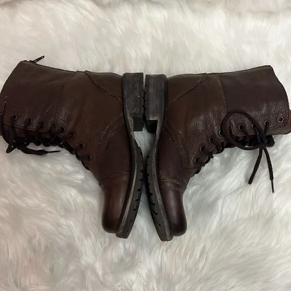 Steve Madden Brown Leather Fame Military Style Boots Fisherman Core B19B