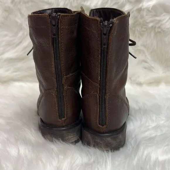 Steve Madden Brown Leather Fame Military Style Boots Fisherman Core B19B