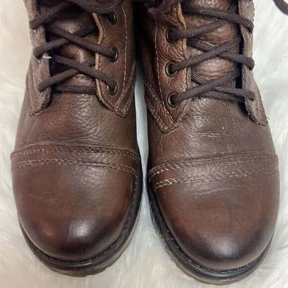 Steve Madden Brown Leather Fame Military Style Boots Fisherman Core B19B