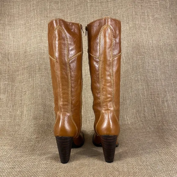 STIVALI New York Boots Heeled Zip Leather Women SZ 6.5  37