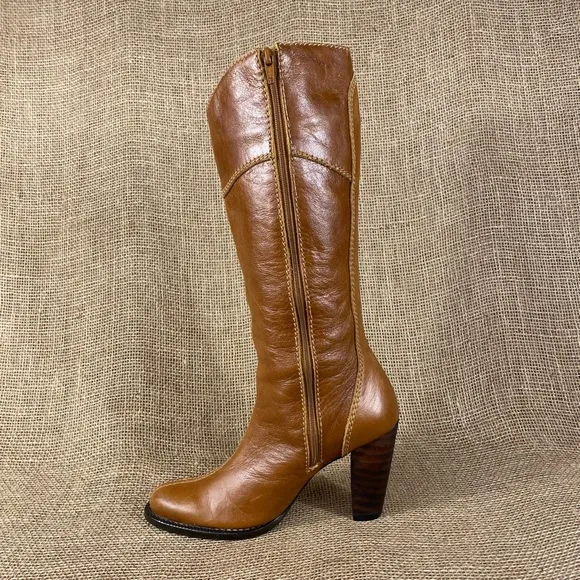 STIVALI New York Boots Heeled Zip Leather Women SZ 6.5  37