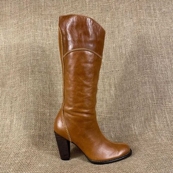 STIVALI New York Boots Heeled Zip Leather Women SZ 6.5  37