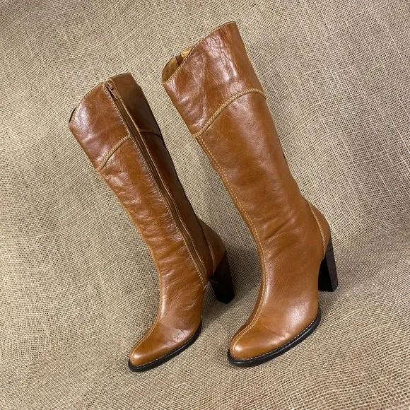 STIVALI New York Boots Heeled Zip Leather Women SZ 6.5  37