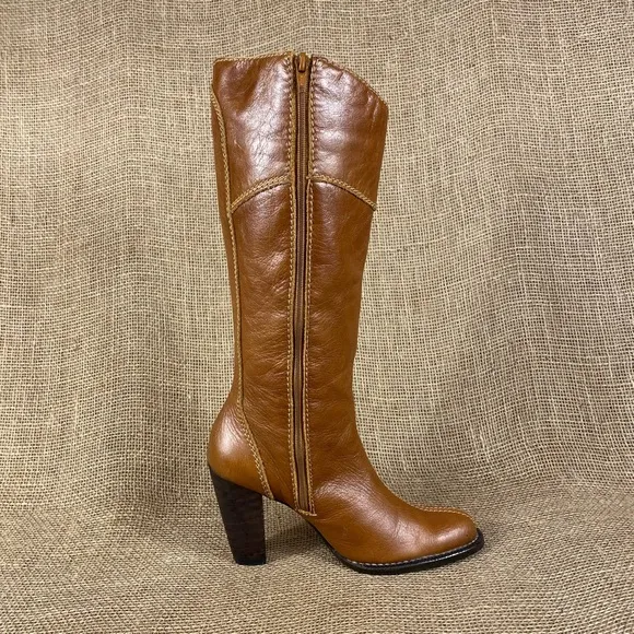 STIVALI New York Boots Heeled Zip Leather Women SZ 6.5  37