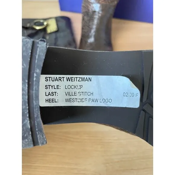 Stuart Weitzman Brown Leather Tall Boots Brass Ring