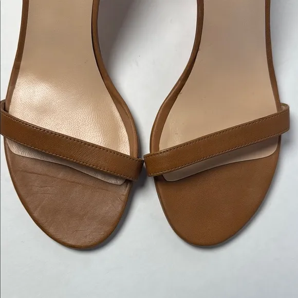 STUART WEITZMAN Women's Nun Naked Carmel Leather Ankle Strap 3&quot; Heels Size 8.5