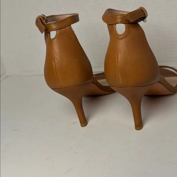 STUART WEITZMAN Women's Nun Naked Carmel Leather Ankle Strap 3&quot; Heels Size 8.5