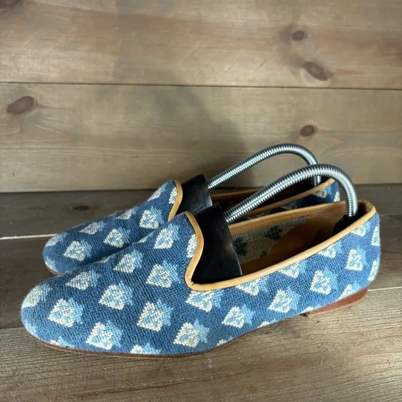 stubbs wooton womens size 10.5 shoes blue slip on comfort flats loafers