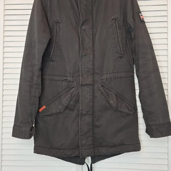 SUPERDRY Men's Rookie Utility Parka Jacket Military Issue Grey Medium Gorpcore