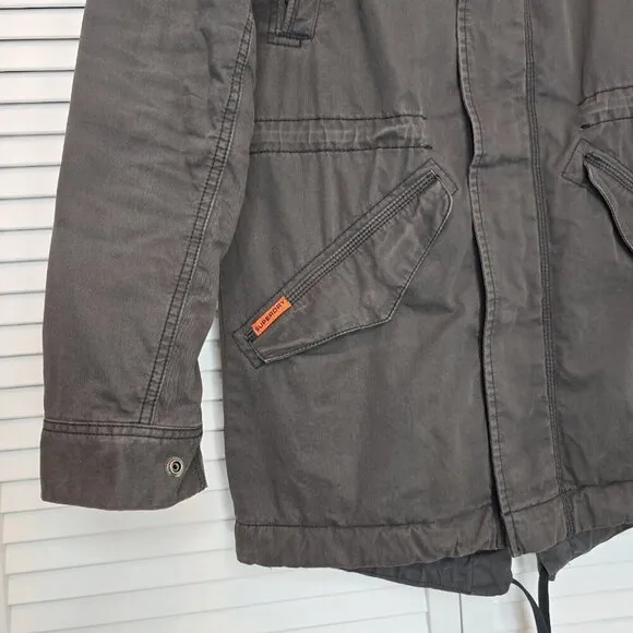 SUPERDRY Men's Rookie Utility Parka Jacket Military Issue Grey Medium Gorpcore
