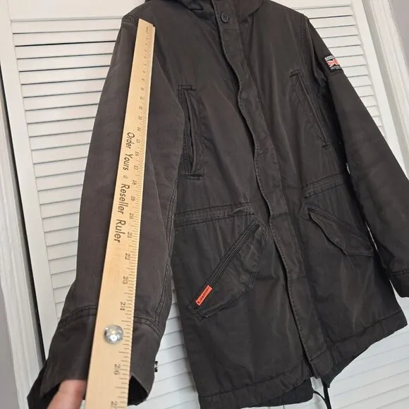 SUPERDRY Men's Rookie Utility Parka Jacket Military Issue Grey Medium Gorpcore