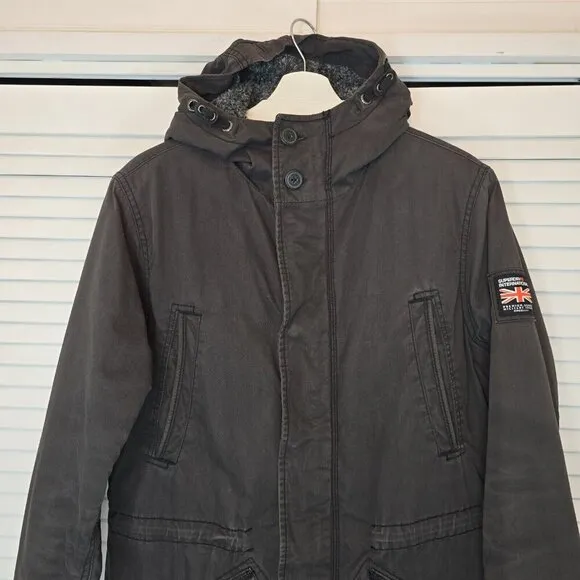 SUPERDRY Men's Rookie Utility Parka Jacket Military Issue Grey Medium Gorpcore