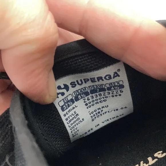 Superga canvas sneakers black &amp; cream size 7