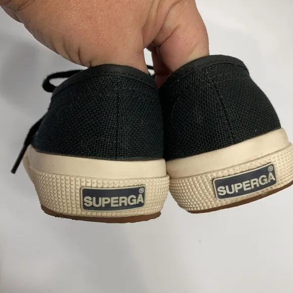 Superga canvas sneakers black &amp; cream size 7