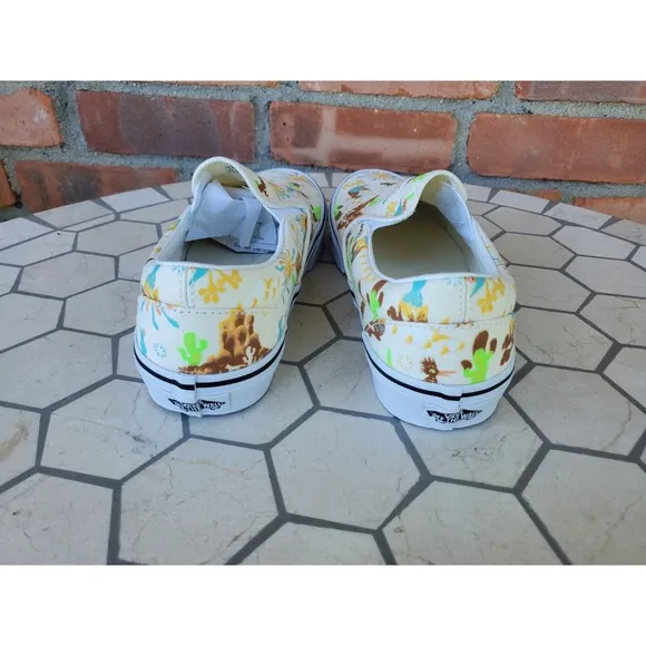 Sz 10.5 Vans Men Get Outdoors Multicolor Desert Canvas Slip On Shoes Cream White