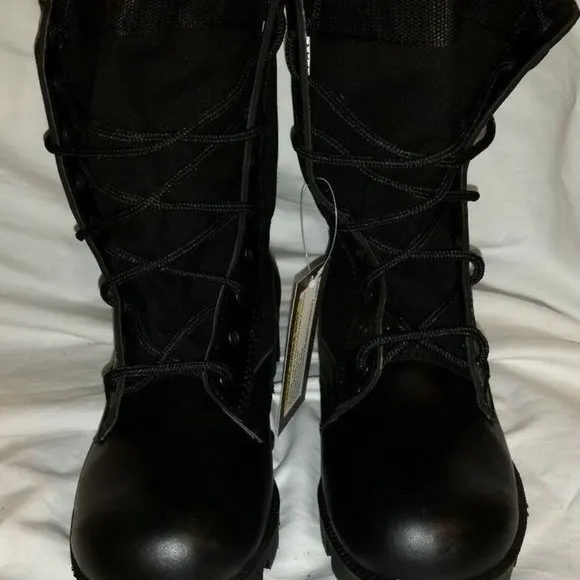 sz11R MIL-SPEC MILITARY JUNGLE COMBAT BOOTS BLACK HOT WEATHER VENTED IH 00307