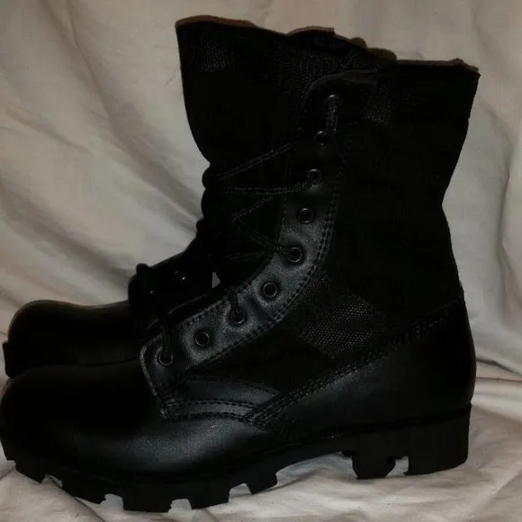 sz11R MIL-SPEC MILITARY JUNGLE COMBAT BOOTS BLACK HOT WEATHER VENTED IH 00307