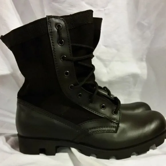 sz11R MIL-SPEC MILITARY JUNGLE COMBAT BOOTS BLACK HOT WEATHER VENTED IH 00307