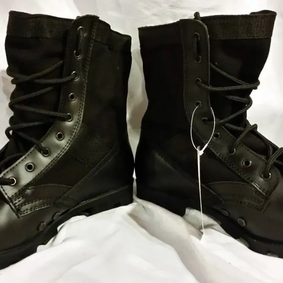 sz11R MIL-SPEC MILITARY JUNGLE COMBAT BOOTS BLACK HOT WEATHER VENTED IH 00307