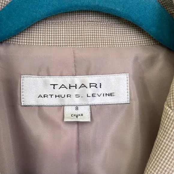 TAHARI Tan Micro checked Blazer Size 8