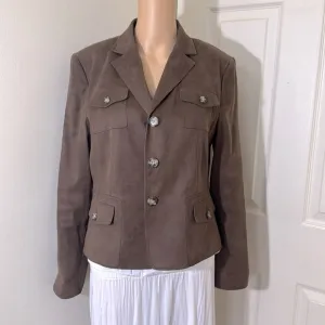 TALBOTS Brown Blazer / Jacket Suede Like Size 8