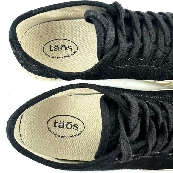 Taos One Vision Sneakers 6.5 Black Canvas Lace Shoes Womens Comfort