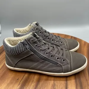 Taos Startup Shoes Womens 8.5 Gray Mid Top Casual Lace Up Zip Comfort Sneakers