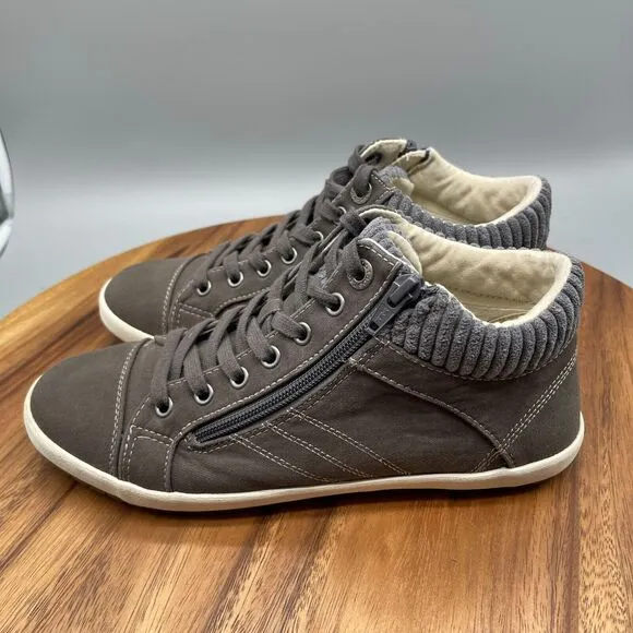 Taos Startup Shoes Womens 8.5 Gray Mid Top Casual Lace Up Zip Comfort Sneakers