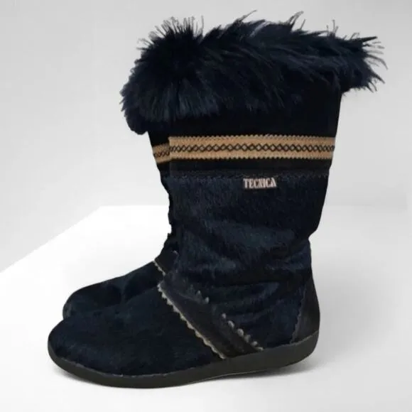 Tecnica Boots Womens Apres Goat Pony Hair EU 40 Black Winter Ski Shoes