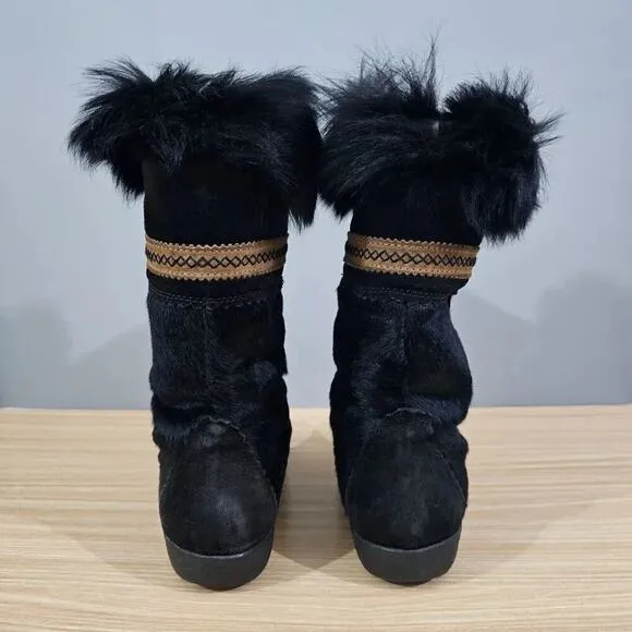 Tecnica Boots Womens Apres Goat Pony Hair EU 40 Black Winter Ski Shoes