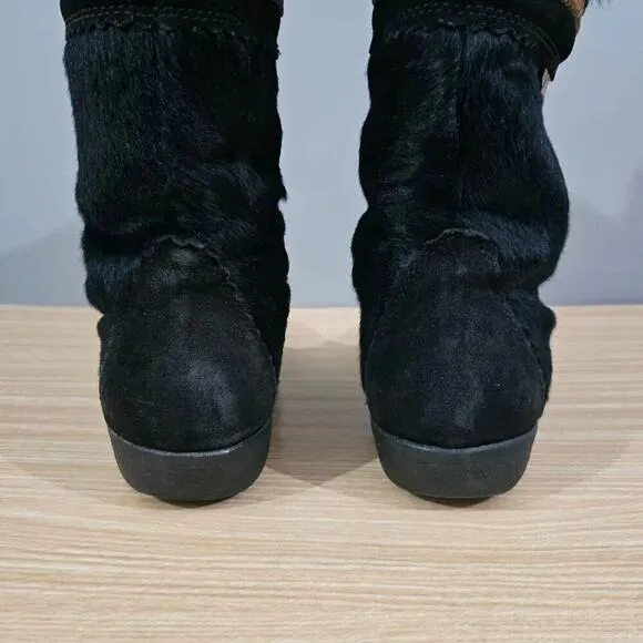 Tecnica Boots Womens Apres Goat Pony Hair EU 40 Black Winter Ski Shoes