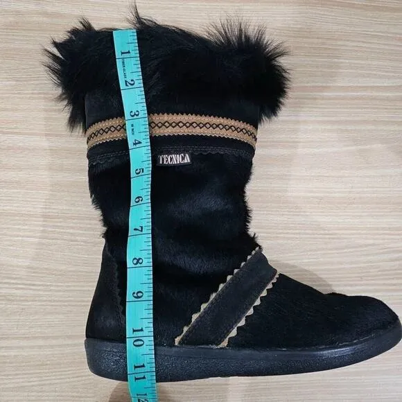 Tecnica Boots Womens Apres Goat Pony Hair EU 40 Black Winter Ski Shoes