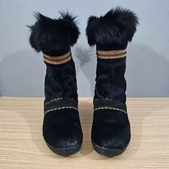 Tecnica Boots Womens Apres Goat Pony Hair EU 40 Black Winter Ski Shoes