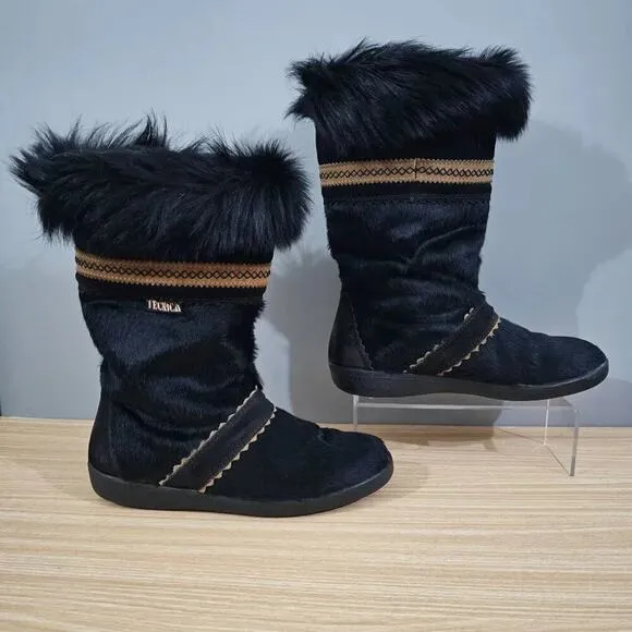 Tecnica Boots Womens Apres Goat Pony Hair EU 40 Black Winter Ski Shoes