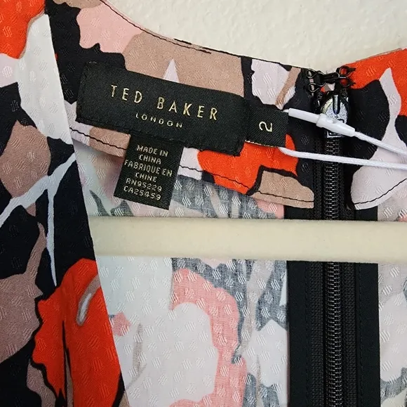 Ted Baker Skiala Short Sleeve Mini Floral DRESS Size 2 NWT