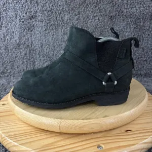 Teva De La Vina Dos Chelsea Boot Womens 7.5 Black Nubuck Leather Moto Harness