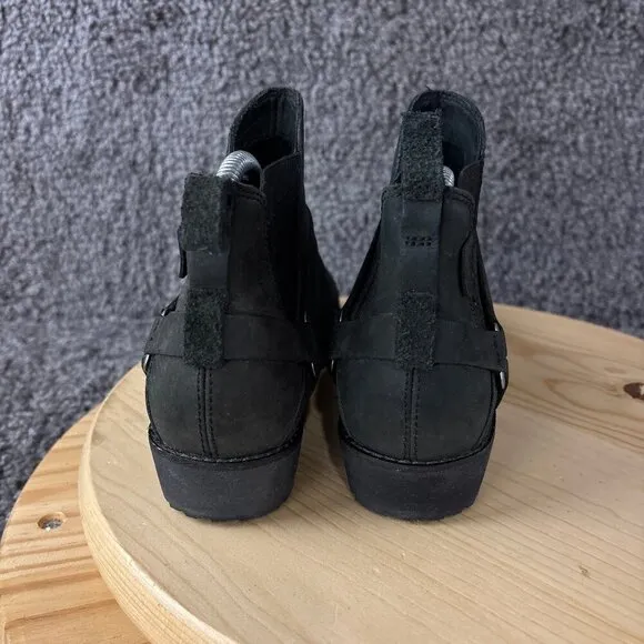 Teva De La Vina Dos Chelsea Boot Womens 7.5 Black Nubuck Leather Moto Harness