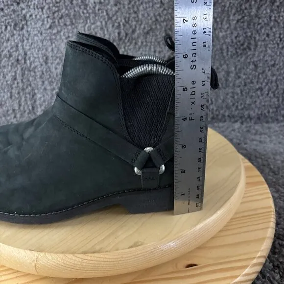 Teva De La Vina Dos Chelsea Boot Womens 7.5 Black Nubuck Leather Moto Harness