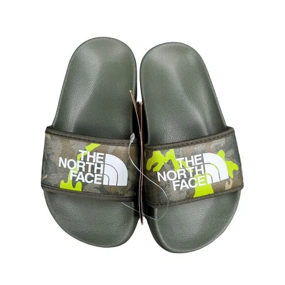 The North Face Base Camp Slide III Green Camo Print Slides Youth Boy's Sz 11-13