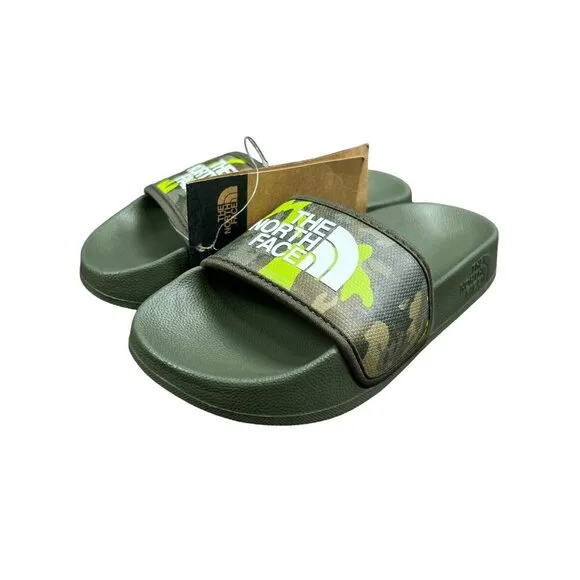 The North Face Base Camp Slide III Green Camo Print Slides Youth Boy's Sz 11-13