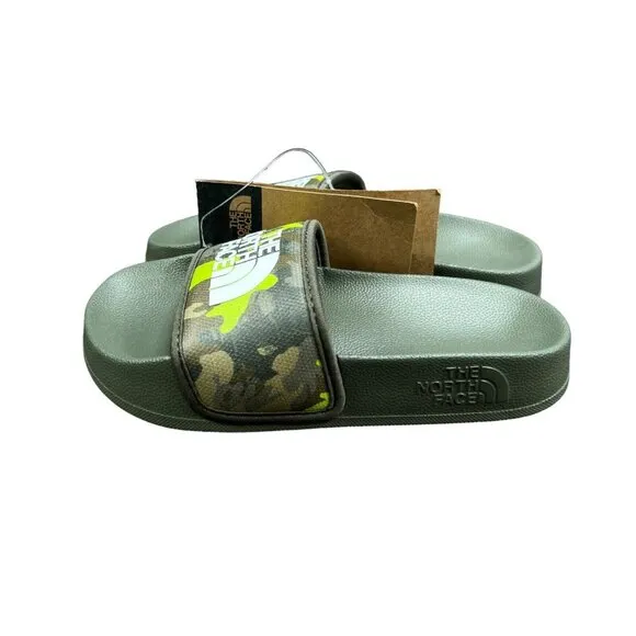 The North Face Base Camp Slide III Green Camo Print Slides Youth Boy's Sz 11-13