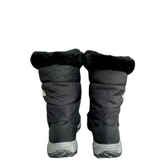 The North Face Nuptse Goosedown Mid Calf Snow Boots Faux Fur Trim Size 8.5