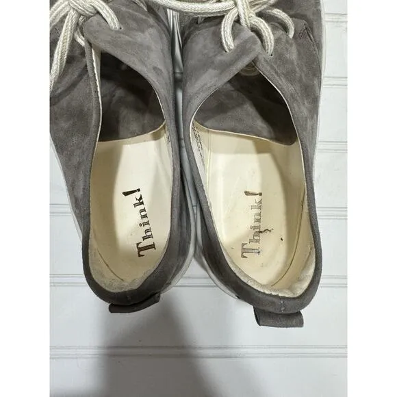 Think! (Made In Romania) Womens Grey Leather Shoes Size 39 European Rare Austria