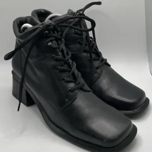 Thom McAn Black Leather Lace Up Combat Boots Women’s 9 Ankle Boots Grunge Goth