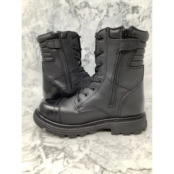 Thorogood Size 7 Black Leather 8&quot; Side Zipper Work Jump Boots Cap Toe P26-19