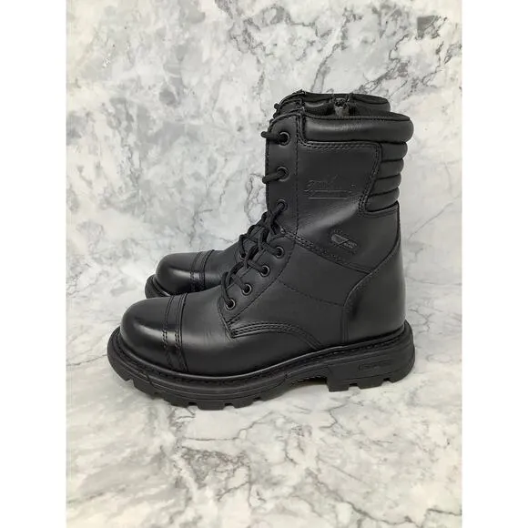 Thorogood Size 7 Black Leather 8&quot; Side Zipper Work Jump Boots Cap Toe P26-19