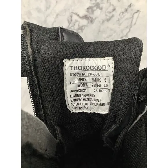 Thorogood Size 7 Black Leather 8&quot; Side Zipper Work Jump Boots Cap Toe P26-19