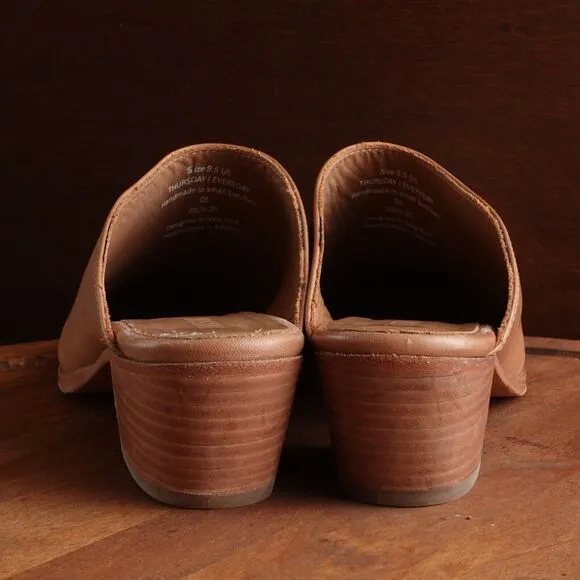 Thursday Boot Co. Mule Womens SZ 9.5 Brown Breeze Leather Slip On Comfort Shoes