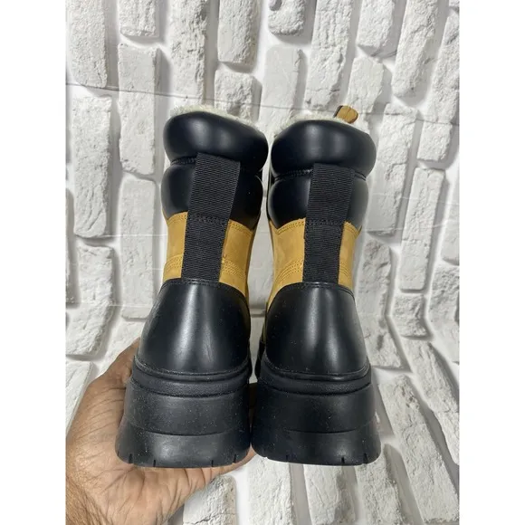 Timberlan Brooke Valley Waterproof Warm Lined Boot Shoes Wheat Nubuck Womens 7